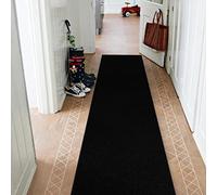 rugsx Tapis de Couloir Trendy pour la Cuisine, Le Hall, Le Couloir, l'entrée, l'église, Solide, Classique, Noir 60x400 cm