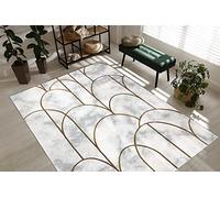 Tapis EMERALD exclusif 1016 glamour élégant art deco marbre crème / or 140x190 cm