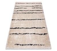 rugsx Tapis Fluffy Shaggy Rayures - crème/Anthracite 180x270 cm