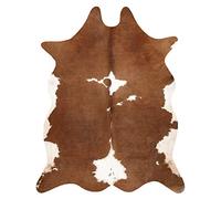rugsx Tapis imprimé Cowhide, Vache, Motif Animal, Faux Cuir, Tapis de Sol pour Le Salon, la Maison, la Chambre à Coucher, DIY Crafts, Marron Blanc 180x220 cm