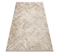Tapis moderne DUKE 51541 beige - Géométrique structuré très doux franges 140x190 cm