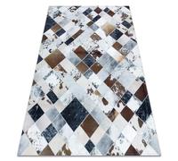 rugsx Tapis Patchwork 21715 Beige/Marron, Design, Losanges, Cuir Artificiel, Peau de Vache, 160x230 cm
