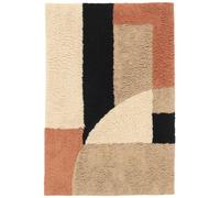 RugVista Cadiz, Tapis de Bain, Modernes, 60 x 90 cm, Rectangulaire, Poil Moyen, Lavage en Machine, Beige/Terracotta