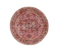 RugVista Georgia Oriental Tapis, Ø 120 cm, Rouge/Rose | Orientaux, Rond, Poil ras, Lavage en machine, Oeko-Tex 100, Salle de séjour, Chambre, Cuisine, Couloir