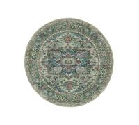 RugVista Georgia Oriental Tapis, Ø 120 cm, Vert/Multi | Orientaux, Rond, Poil ras, Lavage en machine, Oeko-Tex 100, Salle de séjour, Chambre, Cuisine, Couloir