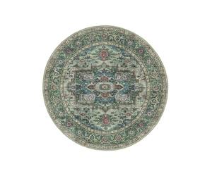 RugVista Georgia Oriental Tapis, Ø 120 cm, Vert/Multi | Orientaux, Rond, Poil ras, Lavage en machine, Oeko-Tex 100, Salle de séjour, Chambre, Cuisine, Couloir