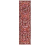 RugVista Georgia Oriental Tapis, 80 x 300 cm, Rouge/Rose | Orientaux, Rectangulaire, Poil ras, Lavage en machine, Oeko-Tex 100, Salle de séjour, Chambre, Cuisine, Couloir