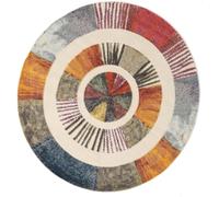 RugVista Going Round, Tapis, Ø 200 cm, Rond, Poil Moyen, Salle de séjour, à Manger, Chambre, Cuisine, Nettoyage Sec Seulement, Multicolore