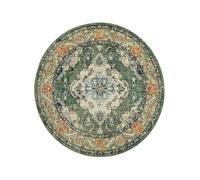 RugVista Leia, Tapis, Vintage, Ø 200 cm, Rond, Poil Moyen, Salle de séjour, à Manger, Chambre, Cuisine, Nettoyage Sec Seulement, Vert