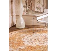 RugVista Nadia, Tapis, Vintage, Ø 200 cm, Rond, Poil Moyen, Salle de séjour, à Manger, Chambre, Cuisine, Nettoyage Sec Seulement, Oeko_tex_100, Orange