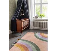 RugVista Rainbow Tapis pour Enfants, 140 x 200 cm, Rose/Multi | Modernes, Enfants, Rectangulaire, Poil moyen, Lavage en machine, Oeko-Tex 100, Sans produits chimiques dangereux