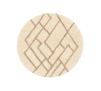 RugVista Riviera, Tapis de Bain, Modernes, Ø 90 cm, Rond, Poil Moyen, Lavage en Machine, Beige/Natural