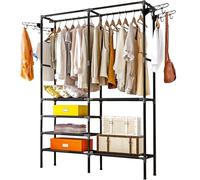 Ruhhy 22671 Portant à vêtements 173 x 36 x 108 cm avec 2 barres et 6 étagères Noir