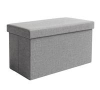 Ruhhy Coffre de rangement pliable - 60 x 30 x 30 cm - Gris - 54 l - Charge maximale : 80 kg - Pouf cube avec rembourrage pour salon et chambre à coucher - 25996
