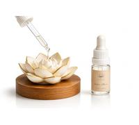 RUHVANA Lotus Diffuseur d'arômes - Pierre parfumée faite à la main en plâtre avec base en bois | Aromathérapie naturelle sans électricité | Comprend une huile parfumée Amber Serenity de 10 ml