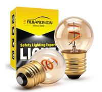 Ruiandsion Ampoule LED à filament E27 G40 110V 1,5W, verre ambré chaud 2200K, lumière ronde vintage Edison pour chantier et utilisation sur transformateur, lot de 2