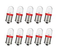Ruiandsion Ampoule LED BA9S 220V AC/DC,1W 150 Lumens,Rouge (Lot de 10)-Remplacement miniature à baïonnette 9mm pour voyants,panneaux de commande industriels,appareils électroménagers,équipements audio