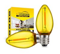 Ruiandsion Ampoule LED E12 24V jaune pour miroir de coiffure, 2 pièces | Omnidirectionnel, culot vis miniature, 24V, luminosité stable, pour éclairage de coiffeuse et d'accent, 50 000h