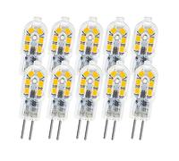 Ruiandsion Lot de 10 ampoules LED G4 12 V 3 W type JC culot à deux broches, remplacement d'ampoule halogène G4 20 W, blanc chaud 2835 12SMD pour éclairage paysager, éclairage sous armoire