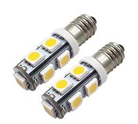 Ruiandsion Lot de 2 ampoules LED E10 blanc chaud 5050 9SMD 12 V E10 à culot à vis miniature 12 V
