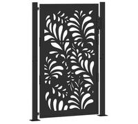 RUIG* CHIC Portail entrée Porte Jardin - KENNETH - Portail de jardin noir 105x155 cm acier conception de vagues 913661