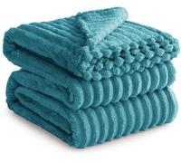 RUIKASI Couverture douillette Fluffy Blanket Turquoise - 220 x 240 cm XXL Couverture en polaire Couverture de canapé Couverture de salon Couverture décorative, Couverture en laine douce Couverture cha