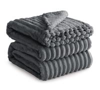 RUIKASI Plaid Polaire Canape 220x240 XXL - Plaid Gris Doux Couverture Lit 2 Plaid Grande Taille