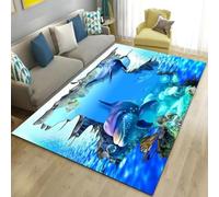 RUILBJM Tapis 3D Dauphin sous-Marin, Décor Salon Chambre Antidérapant Lavable (Couleur-4,100x120cm)