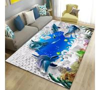 RUILBJM Tapis 3D Dauphin sous-Marin, Décor Salon Chambre Antidérapant Lavable (Couleur-5,100x120cm)