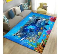 RUILBJM Tapis 3D Illusion sous la Mer,Antidérapant Salon Chambre Enfant Décor Marin (Couleur-1,100x120cm)