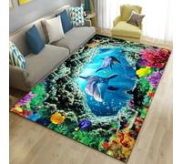 RUILBJM Tapis 3D Illusion sous la Mer,Antidérapant Salon Chambre Enfant Décor Marin (Couleur-5,50x80cm)