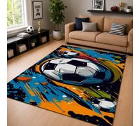 RUILBJM Tapis de Football, Motifs Ballon de Foot Variés, Tapis de Sol Doux Antidérapant, Déco Sportive pour Salon, Salle de Jeux (Couleur-4,160x200cm)