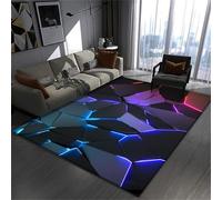 RUILBJM Tapis de Jeu 3D Visual Cool Line Light Style Tapis Décoratif, Grand Tapis de Salon, Tapis de Sol Antidérapant Adapté à la Chambre Adolescent Sport Électronique (Colour 1,45x120 cm)