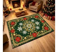 RUILBJM Tapis de Noël Antidérapant, Décor Festif pour Salon et Chambre | Tapis de Sol Doux au Toucher, Lavable, Motifs Variés pour Décoration Intérieure de Fête (Couleur-4,160x200cm)
