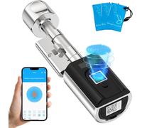 RUILON SECBN51 Serrure connectée à empreinte digitale Cylindre biometrique | 30x30 Serrure biometrique porte d'entree avec 3 Cartes RFID, IP65, Intelligente, Portes 30-70 mm, Chambre Maison Bureau