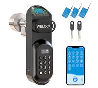 RUILON U81 Serrure connectée à code 30x30 - Cylindre empreinte digitale | Serrure biometrique avec 3 cartes RFID 2 clés, portes 50-95 mm, Facile à installer, Code temporaire, Maison Chambre