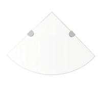 RuiNingRN Étagère d'angle avec supports chromés en verre de sécurité trempé - 25 x 25 cm - Pour cuisine, salle de bain, salon, chambre à coucher, bureau - Étagère murale flottante - Organiseur de