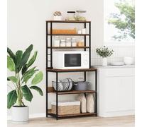 RuiNingRN Étagère de cuisine industrielle en bois vieilli 80 x 40 x 168 cm avec cadre en acier robuste, 5 étagères, polyvalente comme espace de rangement, séparateur de pièce, vitrine ou commode pour
