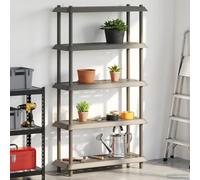 RuiNingRN Étagère polyvalente à 5 niveaux - 100 x 40 x 177 cm - En polypropylène - Gris clair - Pour l'intérieur et l'extérieur - Rangement stable - Résistant aux intempéries - Idéale pour jardin