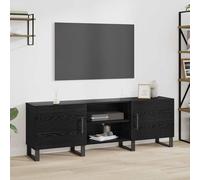 RuiNingRN Meuble TV bas 150 x 30 x 50 cm noir aspect chêne en bois moderne avec espace de rangement, gestion des câbles, tiroirs et banc TV pour salon et chambre à coucher