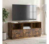 RuiNingRN Meuble TV en chêne fumé - 102 x 34,5 x 47 cm - Meuble multimédia moderne avec espace de rangement, gestion des câbles, 3 tiroirs, polyvalent pour salon, chambre à coucher, montage mural