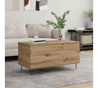 RuiNingRN Table basse en chêne Artisan 90 x 44,5 x 45 cm avec espace de rangement et couvercle à charnière, table d'appoint moderne pour salon, salon, bureau, en bois et métal, design robuste