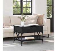 RuiNingRN Table basse noire aspect chêne 70 x 50 x 50 cm en bois avec mécanisme convertible et espace de rangement pour salon, bureau ou salon