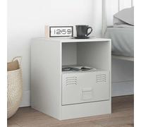 RuiNingRN Table de chevet blanche 34,5 x 39 x 44 cm en acier laminé à froid avec espace de rangement, tiroir et poignée pour chambre à coucher, chambre d'enfant, chambre d'adolescent, chambre d'amis