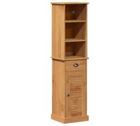 RuiNingRN VIGO Ensemble de meubles de salle de bain en pin marron et marron miel avec 2 pièces, armoire de salle de bain murale et vitrine, style rustique avec espace de rangement