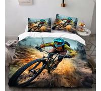 Ruiqieor Housse de Couette 200x200cm Motif de VTT de Descente Parure de lit 200x200 cm avec 2 taies 65x65cm,#12,Housse de Couette pour garçons et Filles