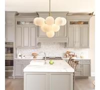 RuiRfh Lustre du milieu du siècle abat-jour en verre style moderne Suspension Luminaire Spoutnik à 13 lumières en laiton doré luminaire à bulles vintage pour salle à manger cuisine îlot de chambre à c