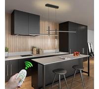 RuiRfh Lustre Restaurant Moderne LED télécommande linéaire Gradation Suspension Luminaire avec projecteurs luminaires adaptés à l'îlot de Cuisine Salon étude plafonnier en métal Noir (Color : Black,