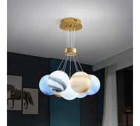 RuiRfh Suspension unique forme de planète pour chambre d'enfant boule à bulles en verre coloré luminaire Spoutnik à hauteur réglable lampe suspendue décorative adaptée à la salle à manger chambre à co