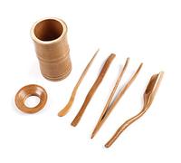 ruiruiNIE 6 pièces ustensiles de cérémonie du thé, cuillères à café en Bambou Pince à Aiguille passoire Tong Tube Accessoires de thé pour la cérémonie Chinoise de Gong Fu Cha
